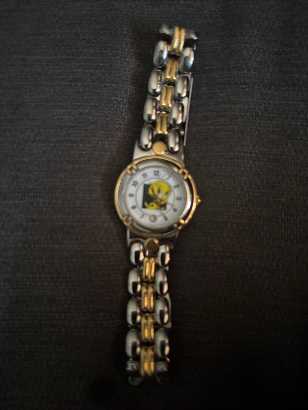 Two-Tone Women's Bracelet Watch with Yellow Accents vintage the warners bros col